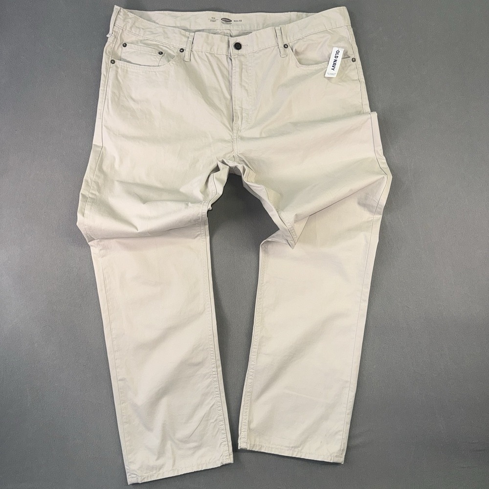 Men's Old Navy‎ Slim Straight Leg 100% Cotton Pants Beige Size 42x32